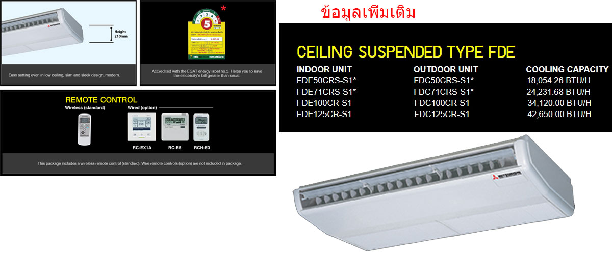 แอร์ MITSUBISHI HEAVY-DUTY รุ่น Ceiling Suspended type FDE ไร้สาย *2022*